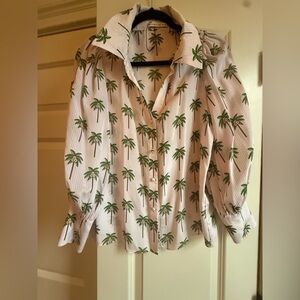 Authentic Alice + Olivia Silk Salome Palm Tree Print Women's Top size s